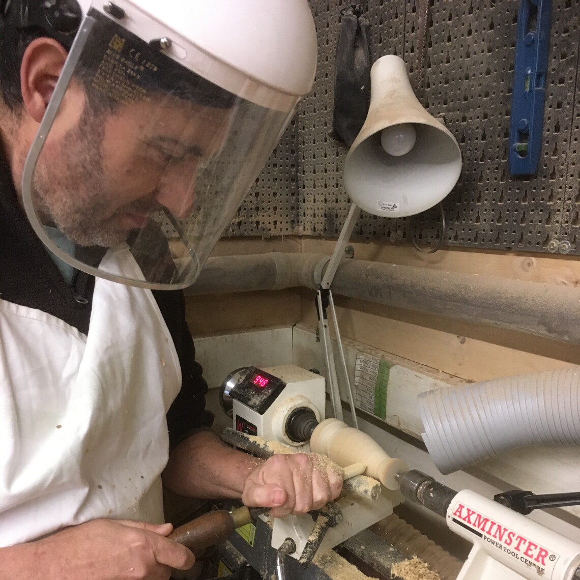 Andrew on the lathe
